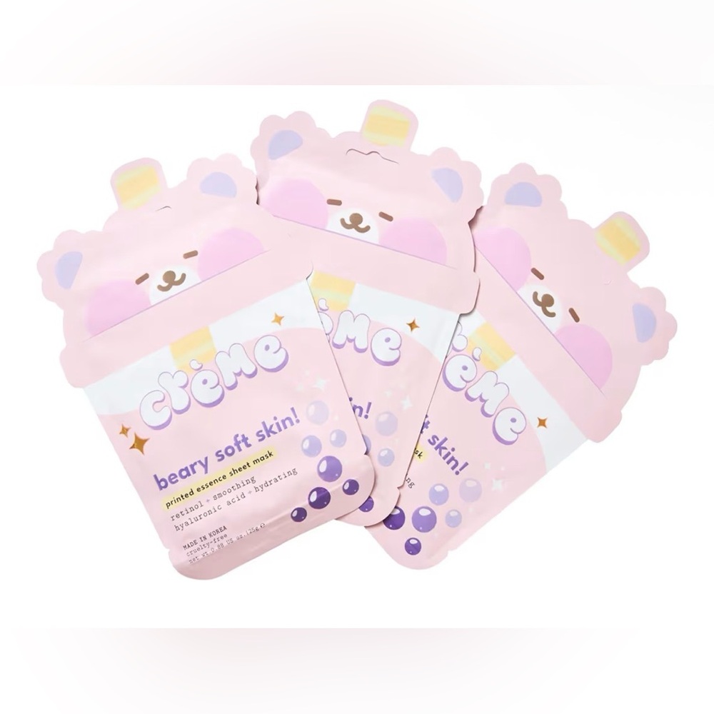 The Creme Shop Beary Soft‎ Skin Hydrating Sheet Mask Retinol Hyaluronic Acid 3pk